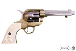 Denix, Replika Colt Peacemaker Revolver, 45. Hvid, Messing