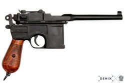Denix, Replika Mauser C 96 Pistol, Sort, Træ Skæfte
