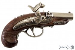 Denix, Replika Deringer Flintlås Pistol, Nickel, USA 1862