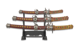 Tole10, Mini Katana Sæt, 3 stk, Maroon