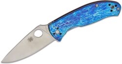 Spyderco, Tenacious Foldekniv, Blå Dissaray, D2 Plain Klinge - Venstre Side