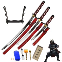 S&M, Rødt Diasho Samuraisværd Sæt, Komplet Samurai Sæt