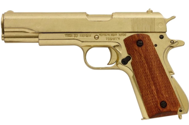 Attrap M1911 Pistol, Stål, Realistisk Skyde Imitering - Guld