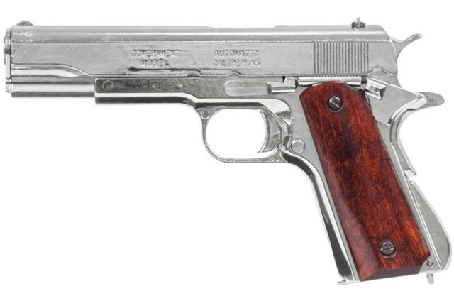 Attrap M1911 Pistol, Stål, Realistisk Skyde Imitering - Sølv