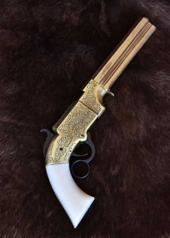 Replika 1854 Volcanic Pistol, Messing Og Imiteret Perlemor