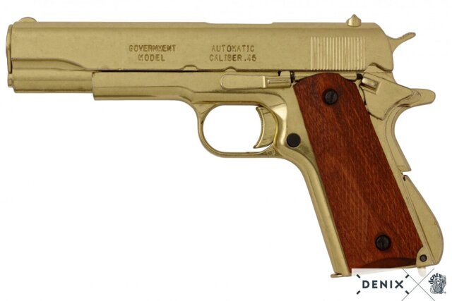 Denix, Replika M1911A1 Pistol, Automatic .45, Guld