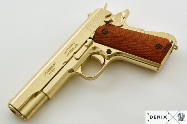 Denix, Replika M1911A1 Pistol, Automatic .45, Guld