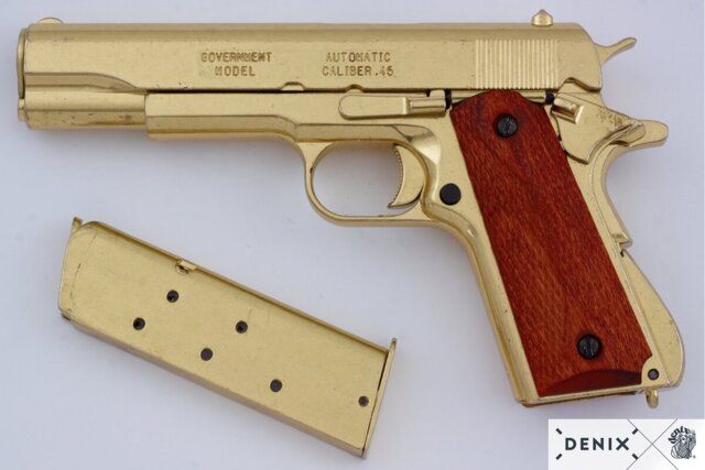 Denix, Replika M1911A1 Pistol, Automatic .45, Guld
