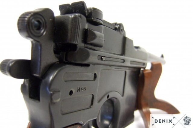 Denix, Replika Mauser C 96 Pistol, Sort, Træ Skæfte