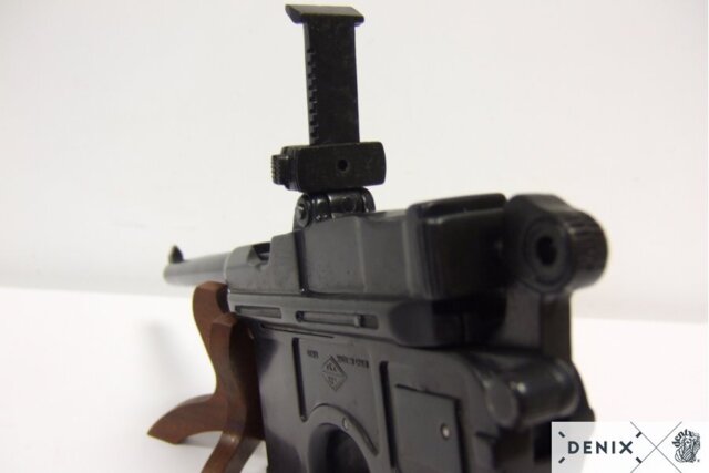 Denix, Replika Mauser C 96 Pistol, Sort, Træ Skæfte