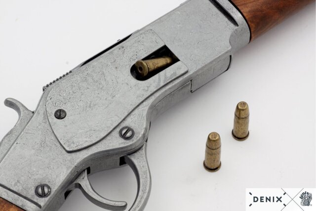 Denix, Replika Winchester Riffel, Funktionel Patronhylster Udsmider, Grå