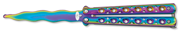 Albainox, Butterfly Kniv Til Træning - Flaming Rainbow