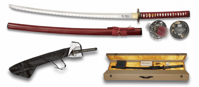 Tole10, Katana, Høj Kulstof Klinge, Rød