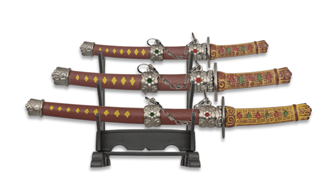 Tole10, Mini Katana Sæt, 3 stk, Maroon
