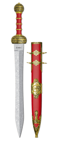 Tole10, Dekorativt Spatha Romersk Sværd, Rød