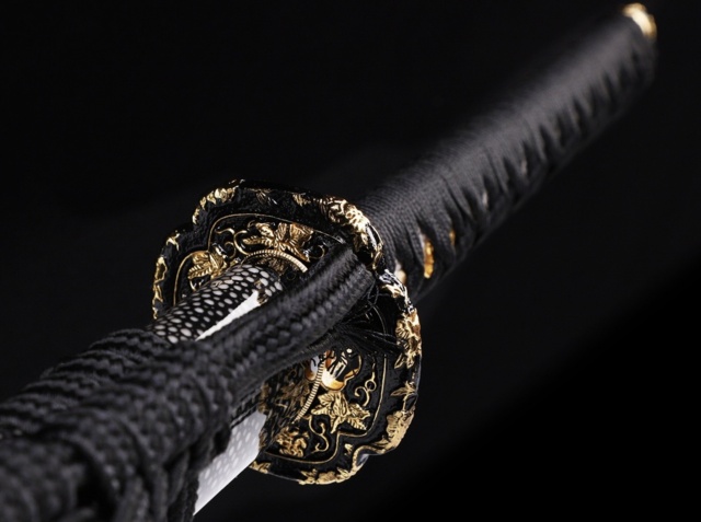 WKC, Black Lotus Katana, Differential Hærdet Damaskus - Tsuba