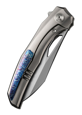 We Knife, Ignio Foldekniv, Titanium Sølv - Lukket Højre Side - Bælteclips