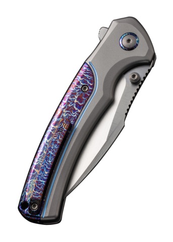 We Knife, Ziffius LTD Foldekniv, Titanium Grå Flammed - Lukket Højre Side