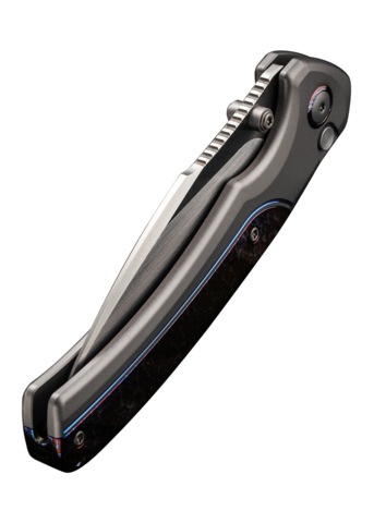 We Knife, Ziffius LTD Foldekniv, Titanium Grå Flammed - Lukket Kniv Ryg