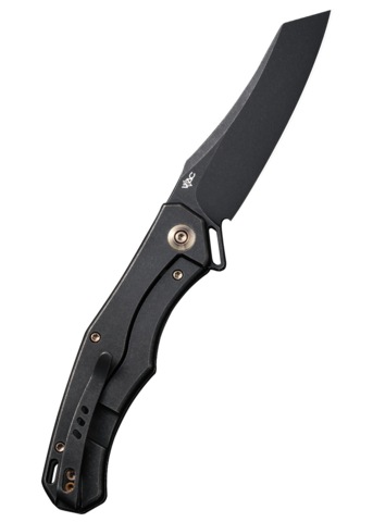 We Knife, Rekker Foldekniv, Titanium, All Black - Højre Side - Bælteclips