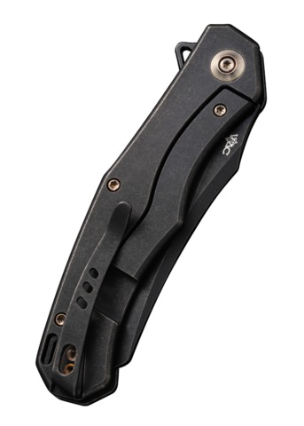 We Knife, Rekker Foldekniv, Titanium, All Black - Lukket Højre Side - Bælteclips