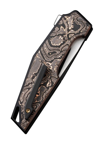 We Knife, OAO (One And Only) Foldekniv, Sort Titanium Kobber Foil - Lukket Højre Side - Bælteclips