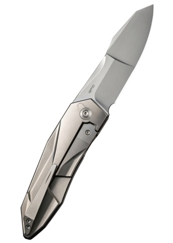 We Knife, Solid Foldekniv, Perleblæst Titanium Grå - Højre Side - Bælteclips