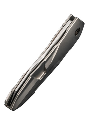 We Knife, Solid Foldekniv, Perleblæst Titanium Grå - Klinge Ryg