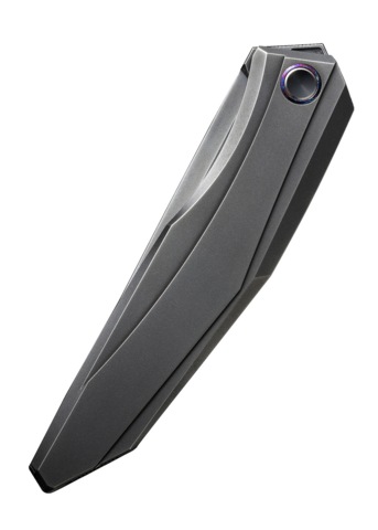 We Knife, Cybernetic Foldekniv, Titan Poleret Grå - Lukket Venstre Side