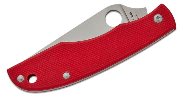 Spyderco, Grasshopper Mini Foldekniv, Plain, Rød - Lukket Venstre