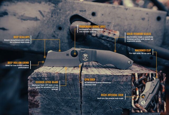 Spyderco, Stovepipe Foldekniv, Titanium