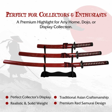 S&M, Rødt Diasho Samuraisværd Sæt, Komplet Samurai Sæt
