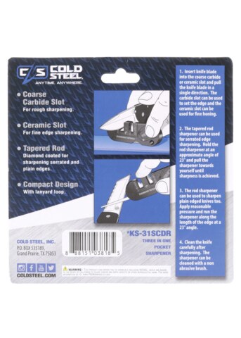 Cold Steel, 3 i 1 Knivsliber - Indpakning Bagside