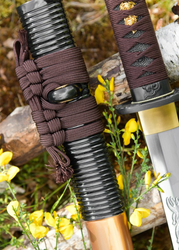 Dragon King Shi Shi Botan Katana (Kinryu Katana) - Habaki og Sageo