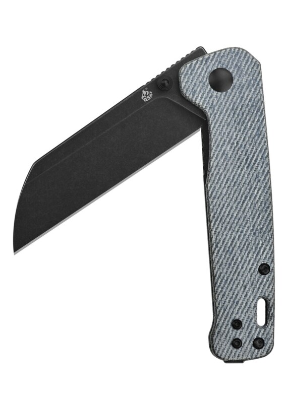 QSP Penguin Foldekniv – D2 Black Stonewashed Klinge og Denim Micarta Greb