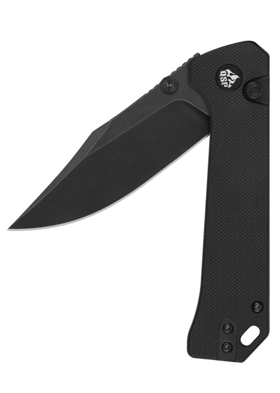 QSP Grebe Button Lock Foldekniv Sort G10