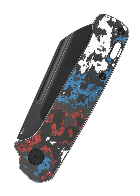 QSP Penguin Slip Joint Foldekniv Blå/Rød Fat Carbon - Lukket