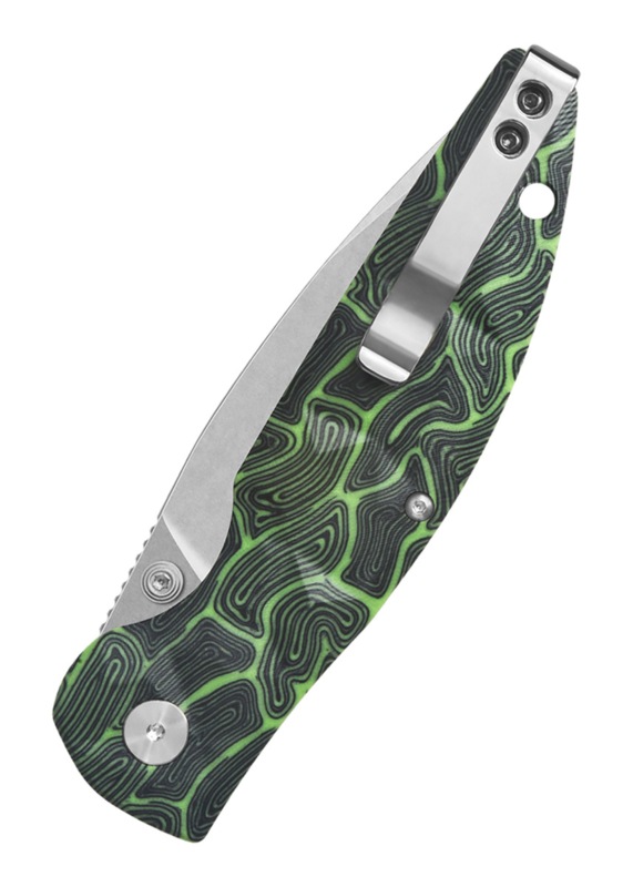QSP Turtle Punk Stonewashed Foldekniv Sort/Grøn - Lukket