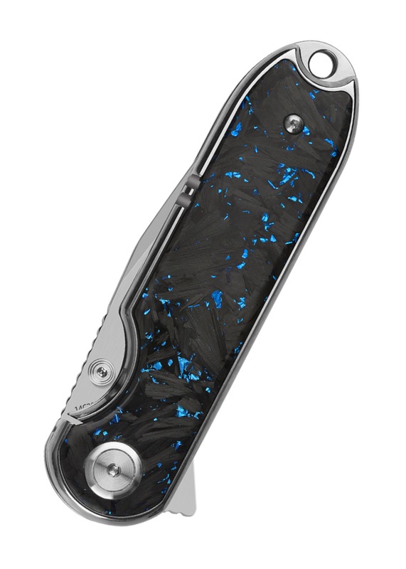QSP Nebula Foldekniv – Blue Shredded Carbon Fiber og 14C28N Stål - Lukket