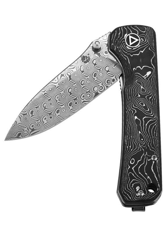 QSP Hawk Foldekniv – Damaskusstål og Carbon Fiber/Aluminium Greb