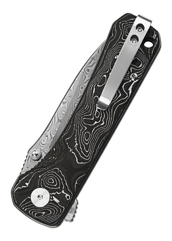 QSP Hawk Foldekniv – Damaskusstål og Carbon Fiber/Aluminium Greb - Lukket