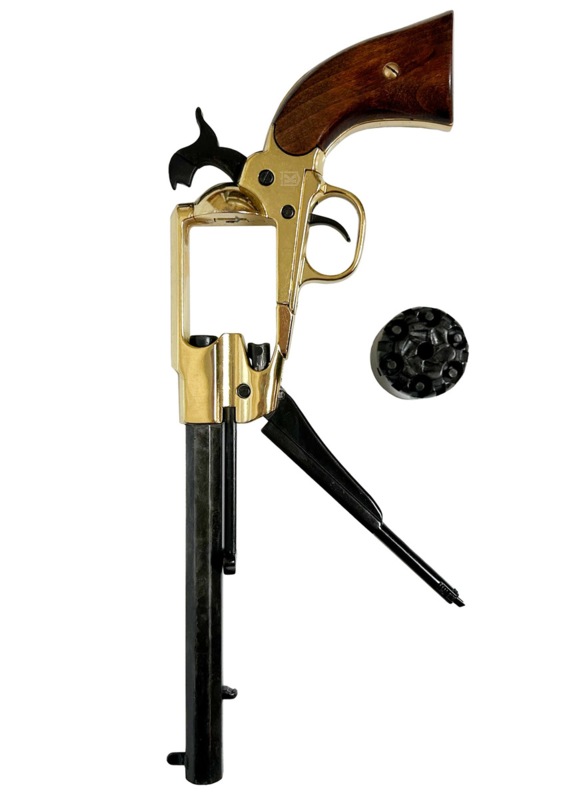 Kolser Remington 1858 Fænghætte Revolver Replika – Sort med Messingramme - Adskilt