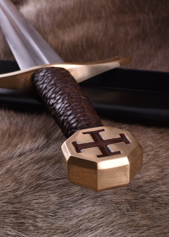 Tempelridder Sværd med Kors Pattée og Læderskede - Pommel