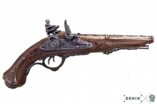 Denix, Replika Double Barrel Flintlås Pistol, France Gribeauval