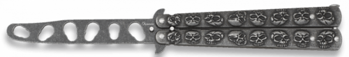 Albainox, Butterfly Kniv Til Træning - Stone Finished Skulls