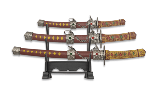 Tole10, Mini Katana Sæt, 3 stk, Maroon