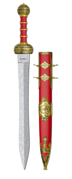 Tole10, Dekorativt Spatha Romersk Sværd, Rød