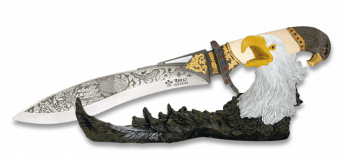 Tole10, Dekorativ Kniv Med Ornament, Ornament Eagle