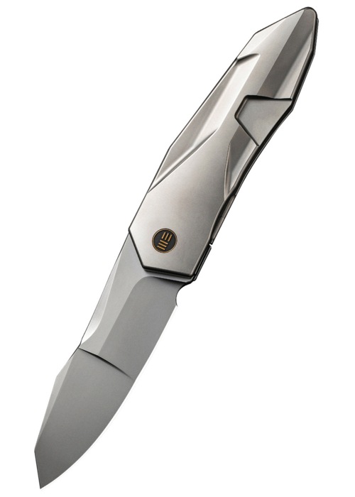 We Knife, Solid Foldekniv, Perleblæst Titanium Grå