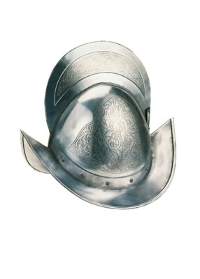 Marto Spansk Morion Hjelm Engraveret – Dekorativ Spansk Morion Hjelm